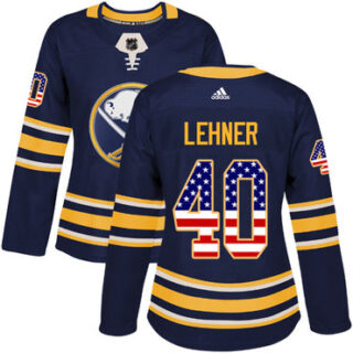 Women's Buffalo Sabres #40 Robin Lehner Navy Blue Home Authentic USA Flag Stitched NHL Jersey