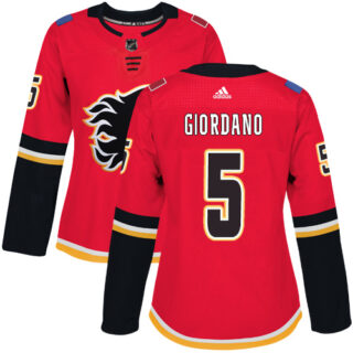 Women's Calgary Flames #5 Mark Giordano Red Home Authentic Stitched NHL Jersey