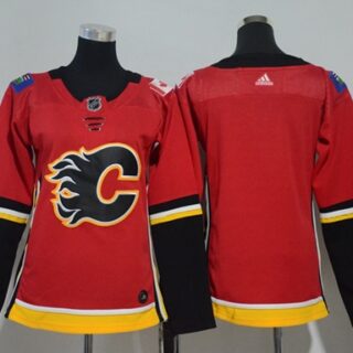 Women's Calgary Flames Blank Red Home Authentic Stitched NHL Jersey