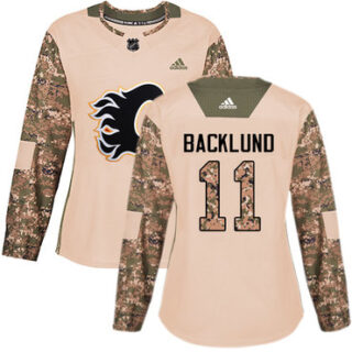 Women's Calgary Flames #11 Mikael Backlund Camo Authentic 2017 Veterans Day Stitched NHL Jersey