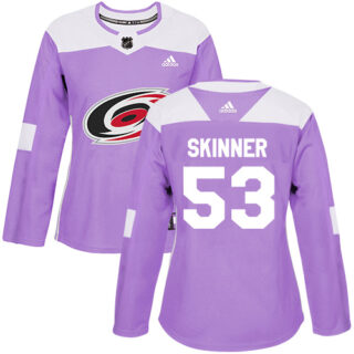 Women's Carolina Hurricanes #53 Jeff Skinner Purple Authentic Fights Cancer Stitched NHL Jersey