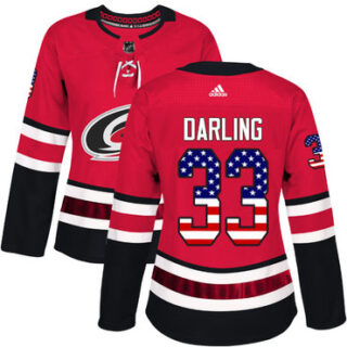 Women's Carolina Hurricanes #33 Scott Darling Red Home Authentic USA Flag Stitched NHL Jersey
