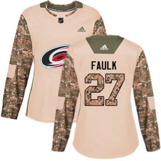 Women's Carolina Hurricanes #27 Justin Faulk Camo Authentic 2017 Veterans Day Stitched NHL Jersey