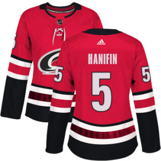Women's Carolina Hurricanes #5 Noah Hanifin Red Home Authentic Stitched NHL Jersey