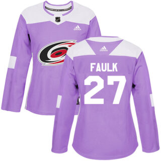 Women's Carolina Hurricanes #27 Justin Faulk Purple Authentic Fights Cancer Stitched NHL Jersey