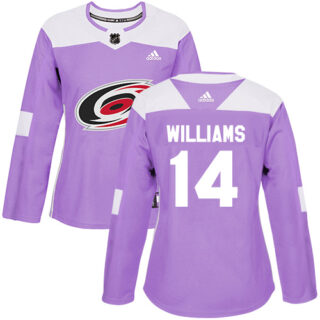 Women's Carolina Hurricanes #14 Justin Williams Purple Authentic Fights Cancer Stitched NHL Jersey