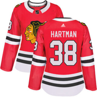 Women's Chicago Blackhawks #38 Ryan Hartman Red Home Authentic Stitched NHL Jersey