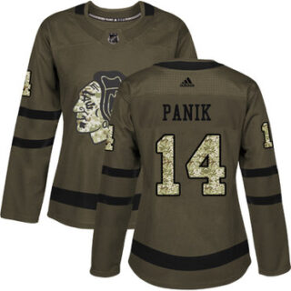 Women's Chicago Blackhawks #14 Richard Panik Green Salute to Service Stitched NHL Jersey