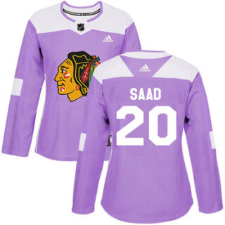 Women's Chicago Blackhawks #20 Brandon Saad Purple Authentic Fights Cancer Stitched NHL Jersey