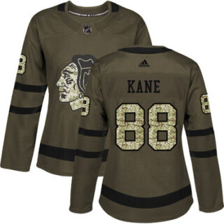 Women's Chicago Blackhawks #88 Patrick Kane Green Salute to Service Stitched NHL Jersey