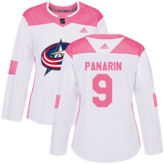 Women's Columbus Blue Jackets #9 Artemi Panarin White Pink Authentic Fashion Stitched NHL Jersey