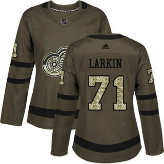 Women's Detroit Red Wings #71 Dylan Larkin Green Salute to Service Stitched NHL Jersey