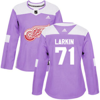 Women's Detroit Red Wings #71 Dylan Larkin Purple Authentic Fights Cancer Stitched NHL Jersey