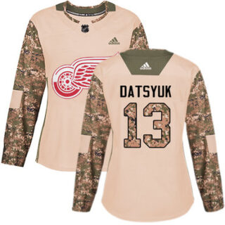 Women's Detroit Red Wings #13 Pavel Datsyuk Camo Authentic 2017 Veterans Day Stitched NHL Jersey