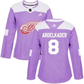 Women's Detroit Red Wings #8 Justin Abdelkader Purple Authentic Fights Cancer Stitched NHL Jersey