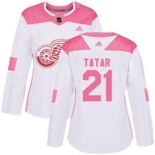 Women's Detroit Red Wings #21 Tomas Tatar White Pink Authentic Fashion Stitched NHL Jersey