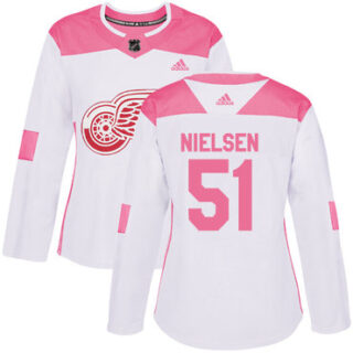 Women's Detroit Red Wings #51 Frans Nielsen White Pink Authentic Fashion Stitched NHL Jersey