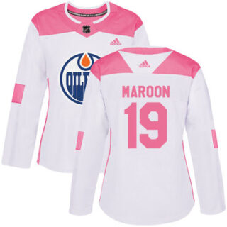Women's Edmonton Oilers #19 Patrick Maroon White Pink Authentic Fashion Stitched NHL Jersey