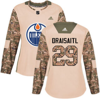 Women's Edmonton Oilers #29 Leon Draisaitl Camo Authentic 2017 Veterans Day Stitched NHL Jersey