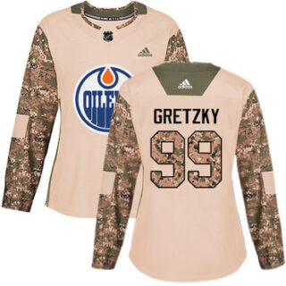 Women's Edmonton Oilers #99 Wayne Gretzky Camo Authentic 2017 Veterans Day Stitched NHL Jersey