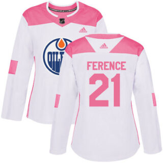Women's Edmonton Oilers #21 Andrew Ference White Pink Authentic Fashion Stitched NHL Jersey