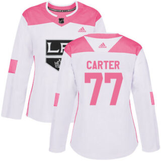 Women's Los Angeles Kings #77 Jeff Carter White Pink Authentic Fashion Stitched NHL Jersey