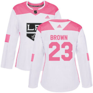 Women's Los Angeles Kings #23 Dustin Brown White Pink Authentic Fashion Stitched NHL Jersey