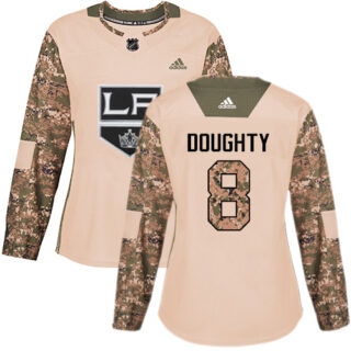 Women's Los Angeles Kings #8 Drew Doughty Camo Authentic 2017 Veterans Day Stitched NHL Jersey