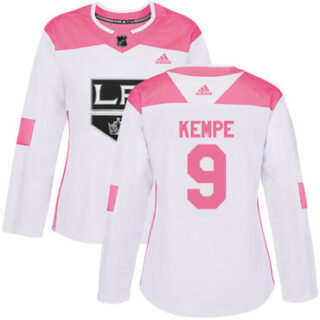 Women's Los Angeles Kings #9 Adrian Kempe White Pink Authentic Fashion Stitched NHL Jersey