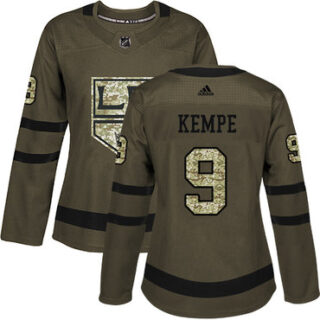 Women's Los Angeles Kings #9 Adrian Kempe Green Salute to Service Stitched NHL Jersey