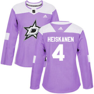 Women's Dallas Stars #4 Miro Heiskanen Purple Authentic Fights Cancer Stitched NHL Jersey