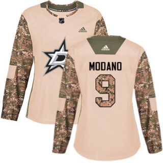 Women's Dallas Stars #9 Mike Modano Camo Authentic 2017 Veterans Day Stitched NHL Jersey