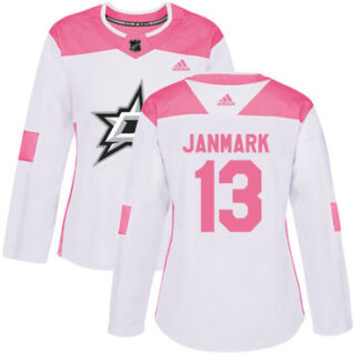 Women's Dallas Stars #13 Mattias Janmark White Pink Authentic Fashion Stitched NHL Jersey