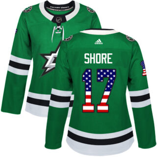 Women's Dallas Stars #17 Devin Shore Green Home Authentic USA Flag Stitched NHL Jersey