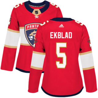 Women's Florida Panthers #5 Aaron Ekblad Red Home Authentic Stitched NHL Jersey