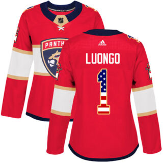 Women's Florida Panthers #1 Roberto Luongo Red Home Authentic USA Flag Stitched NHL Jersey