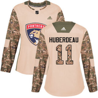 Women's Florida Panthers #11 Jonathan Huberdeau Camo Authentic 2017 Veterans Day Stitched NHL Jersey
