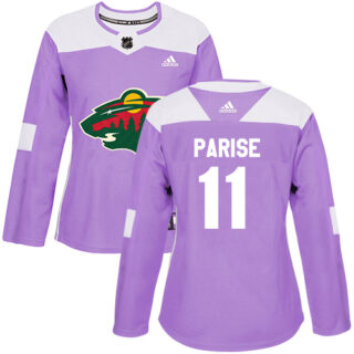 Women's Minnesota Wild #11 Zach Parise Purple Authentic Fights Cancer Stitched NHL Jersey