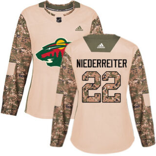 Women's Minnesota Wild #22 Nino Niederreiter Camo Authentic 2017 Veterans Day Stitched NHL Jersey