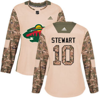 Women's Minnesota Wild #10 Chris Stewart Camo Authentic 2017 Veterans Day Stitched NHL Jersey