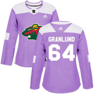 Women's Minnesota Wild #64 Mikael Granlund Purple Authentic Fights Cancer Stitched NHL Jersey