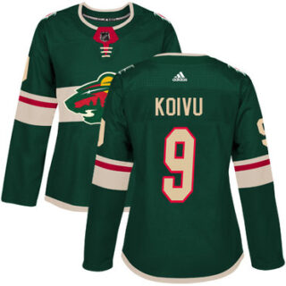 Women's Minnesota Wild #9 Mikko Koivu Green Home Authentic Stitched NHL Jersey