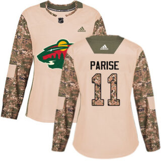 Women's Minnesota Wild #11 Zach Parise Camo Authentic 2017 Veterans Day Stitched NHL Jersey