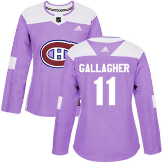 Women's Montreal Canadiens #11 Brendan Gallagher Purple Authentic Fights Cancer Stitched NHL Jersey
