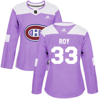 Women's Montreal Canadiens #33 Patrick Roy Purple Authentic Fights Cancer Stitched NHL Jersey