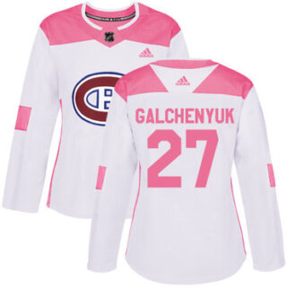 Women's Montreal Canadiens #27 Alex Galchenyuk White Pink Authentic Fashion Stitched NHL Jersey