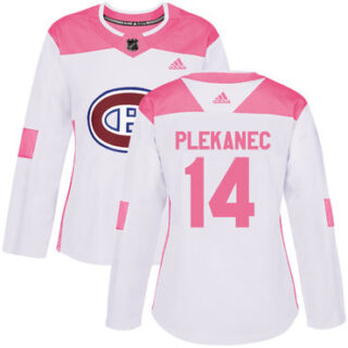 Women's Montreal Canadiens #14 Tomas Plekanec White Pink Authentic Fashion Stitched NHL Jersey