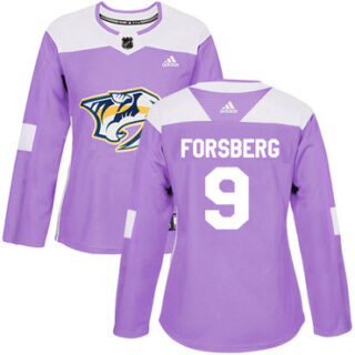 Women's Nashville Predators #9 Filip Forsberg Purple Authentic Fights Cancer Stitched NHL Jersey