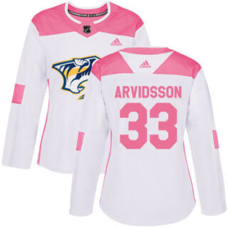 Women's Nashville Predators #33 Viktor Arvidsson White Pink Authentic Fashion Stitched NHL Jersey