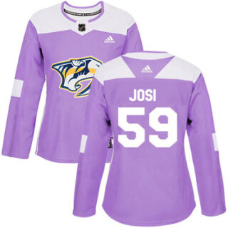 Women's Nashville Predators #59 Roman Josi Purple Authentic Fights Cancer Stitched NHL Jersey